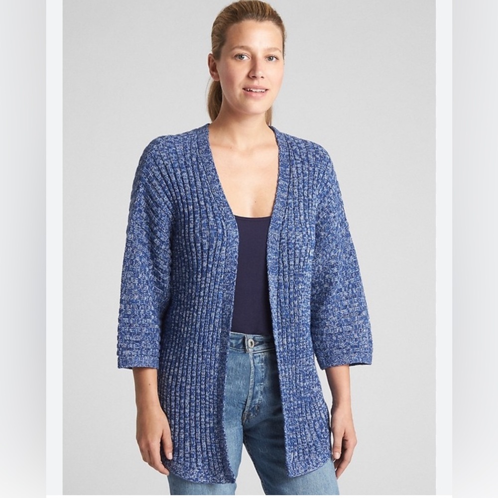 Open-Front Plaited Rib Cardigan Sweater Cozy Blue Sweater | Gap